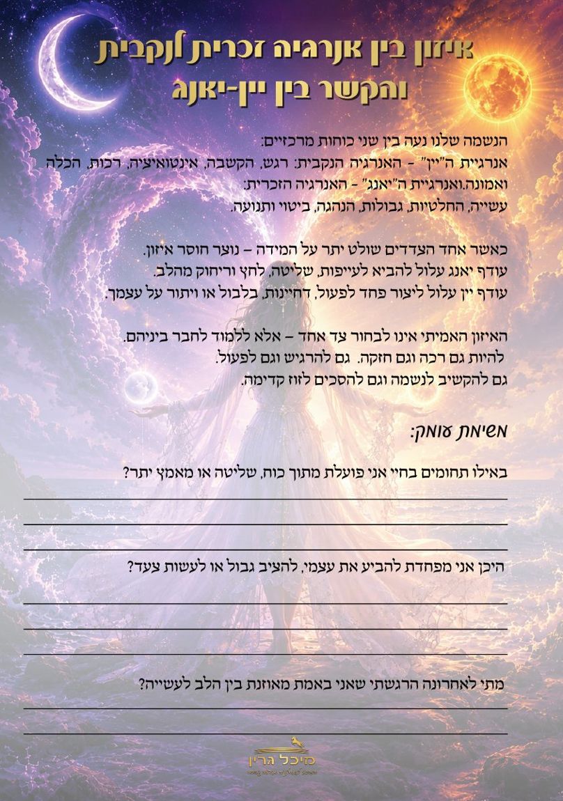 הסבר החודש ומשימת עומק, מתוך היומן לשם שמיים
